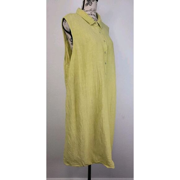 Tahari Midi Shirt Dress Plus 2X Collar Popover 100% Linen Sleeveless Lagenlook - Picture 4 of 10